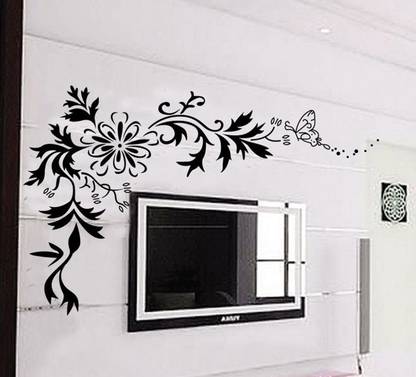 Aquire Wall Stickers Black Lcd Floral Design 7032 Price In India Buy Aquire Wall Stickers Black Lcd Floral Design 7032 Online At Flipkart Com