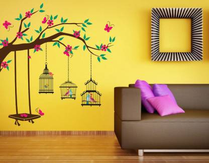 Impression Wall 56 cm Branch and Cages Self Adhesive Sticker Price in India  - Buy Impression Wall 56 cm Branch and Cages Self Adhesive Sticker online  at 