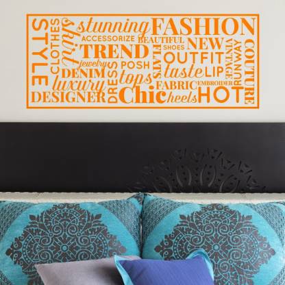 DeStudio Fashion Words Phrases Home Color (Orange) Size (150 X 60 Cms) Extra Large Removable Sticker