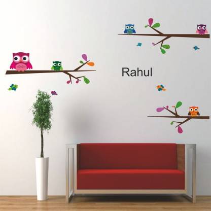 Happy Walls 70 cm Rahul Name Sticker With Owls (Cartoon/animation) On  Branches Self Adhesive Sticker Price in India - Buy Happy Walls 70 cm Rahul  Name Sticker With Owls (Cartoon/animation) On Branches