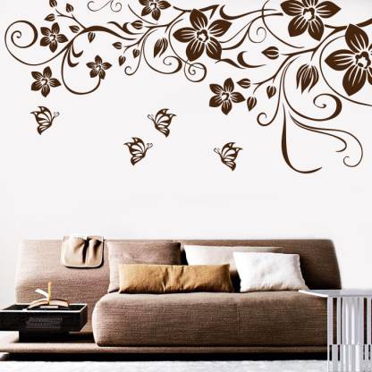 Decor Kafe Erfly Fl Wall Decal Large Self Adhesive Sticker In India At Flipkart Com - Large Bedroom Wall Stickers