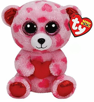 pink beanie baby bear with heart
