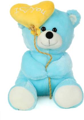 Giftwish Soft Stuff Cute Teddy Bear With I Love You Heart Ballon Blue Soft Toy 27cm H 27 Cm Soft Stuff Cute Teddy Bear With I Love You Heart Ballon