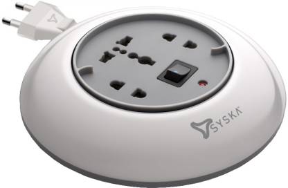 For 149/-(45% Off) Syska Power Wheel Extension Board 3 Socket Surge Protector  (Grey, White) at Amazon India