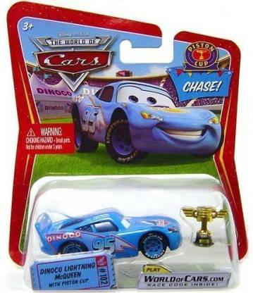 DISNEY Pixar Cars Movie 1:55 Die Cast Car With Lenticular Eyes Dinoco  Lightning Mcqueen With Piston Cup Chase Piece! - Pixar Cars Movie 1:55 Die  Cast Car With Lenticular Eyes Dinoco Lightning