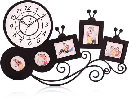 Fieesta Steven1666black Colored Decorative Photo Frame With Clock Og 46 Cm X 30 Wall In India - Photo Wall Clock Frame