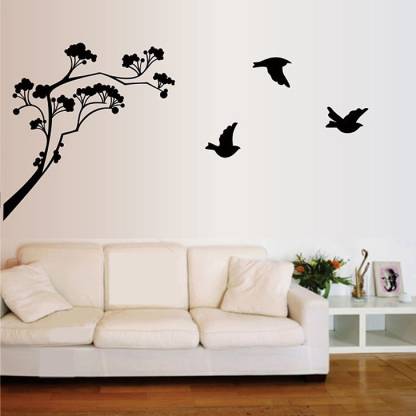 Happy Walls Tree With Flying Birds Silhouette In Black India At Flipkart Com - Flying Birds Wall Decor India