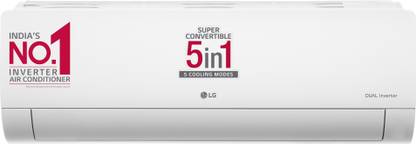 [For  SBI, HDFC, ICICI and Axis Debit/Credit Card] LG Super Convertible 5-in-1 Cooling 2023 Model 1 Ton 3 Star Split Dual Inverter 2 Way Swing, HD Filter with Anti-Virus Protection AC – White  (RS-Q12CNXE, Copper Condenser)