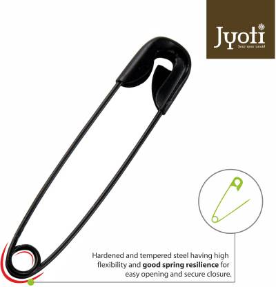 Jyoti Safety Pin (200 Pins of Size 0 / 27mm Black Finish in a Pouch)