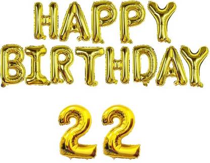 Flipkart.com | SEENU Solid 22th Gold Number Foil Balloon & Happy ...