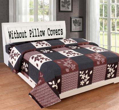 RisingStar 140 TC Microfiber Double Checkered Flat Bedsheet  (Pack of 1, Brown)