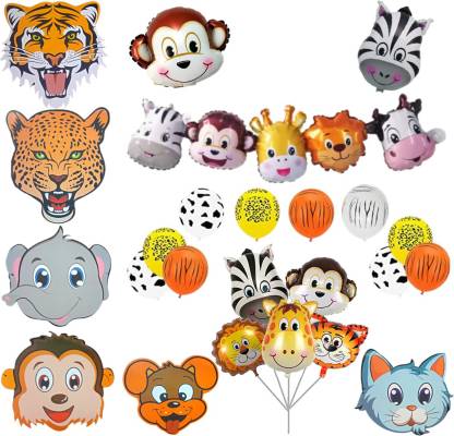 FLICK IN Animal Foil Balloons For Birthday Decoration With Animal Face Mask  for Kids Set Price in India - Buy FLICK IN Animal Foil Balloons For  Birthday Decoration With Animal Face Mask