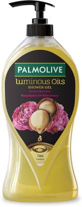 PALMOLIVE Luminous Oil Invigorating Body Wash, Gel Based Shower Gel 100% Natural Macadamia Oil – pH Balanced, No Parabens, No Silicones (Pump)  (750 ml)
