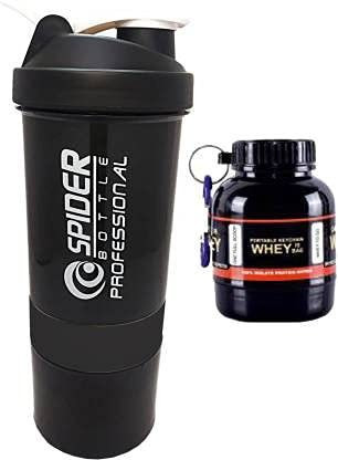 Shaker Proteico 500ml Con Scomparto Polvere E Organizer Pastiglie – Senza BPA, A Tenuta Stagna