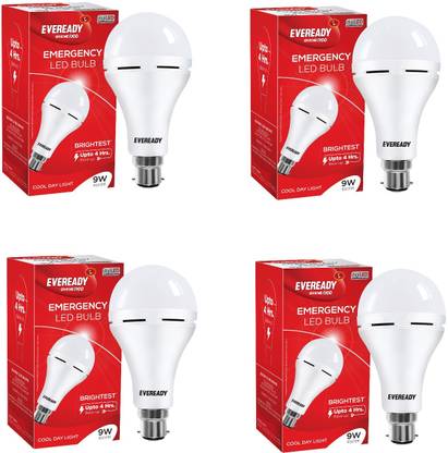 EVEREADY 9 W Round B22 Inverter Bulb  (White, Pack of 4)