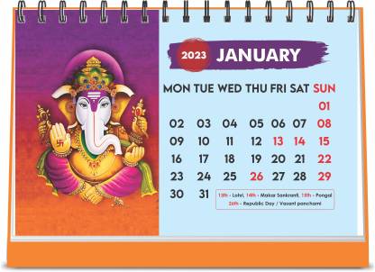 ESCAPER A5 Size Lord Ganesha Desk Calendar for uses offices 2023 Table ...