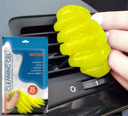Hotkei (100gm X 1 Packet Yellow) Multipurpose Perfumed Scented Car Ac Vent Interior Dashboard Dust Dirt Cleaning Cleaner Slime Slimy Gel Jelly Putty Kit For Car Keyboard Laptop PC Electronic Gadgets Products Cleaning Kit Car Dust Cleaner Cleaning Gel For Car Interior Vehicle Interior Cleaner
