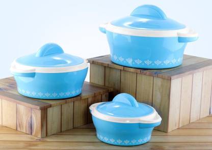 Flipkart SmartBuy Classic Grace Insulated Inner Stainless Steel Pack of 3 Thermoware Casserole Set  (450 ml, 900 ml, 1450 ml)