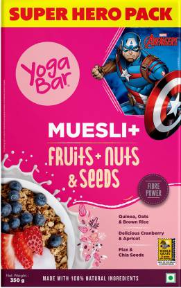 Yogabar Fruit & Nuts Muesli, Marvel Edition, Whole grain, High Protein, High Fibre Box