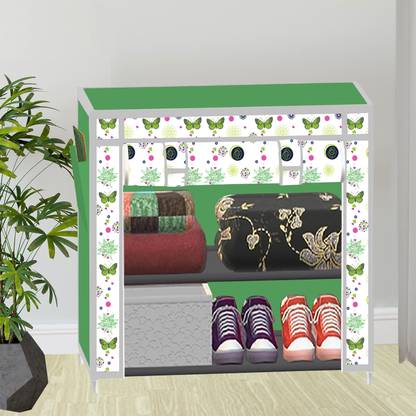 Home Reserve A2 Printed PP Collapsible Wardrobe  (Finish Color – Butterfly Print, DIY(Do-It-Yourself))
