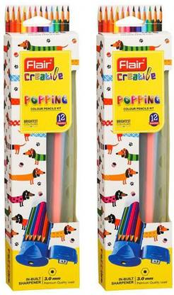 Matite Colorate FLAIR Creative Series Popping - 12 Tonalità Brillanti, Mina 3 Mm, Forma Esagonale, Con Temperamatite, Per Bambini E Artisti - 2