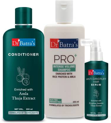 Dr Batra’s Anti Dandruff Hair Serum, Conditioner – 200 ml and Pro+ Intense Volume Shampoo – 200 ml  (3 Items in the set)