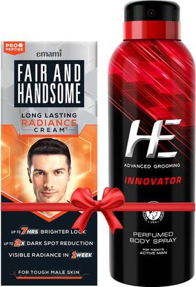 FAIR AND HANDSOME Long Lasting Radiance Cream 60g + HE Deo Innovator 150ml  (2 Items in the set)
