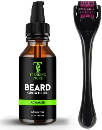 Trending Store Beard Growth Kit with Beard Growth Oil (50ml) & Beard Activator (Derma Roller) 0.5 mm, 540 titanium needles | Made in India  (2 Items in the set)