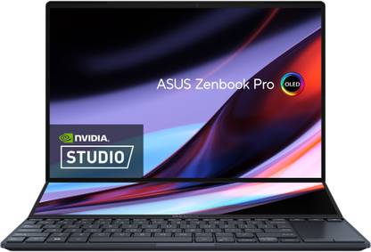 ASUS Zenbook Pro 14 Duo OLED (2022) with Dual Screen Touch Panel Core i9 12th Gen – (32 GB/1 TB SSD/Windows 11 Home/4 GB Graphics/Intel Integrated Iris Xe) UX8402ZE-LM921WS Creator Laptop  (14.5 inch, Tech Black, 1.75 kg kg, With MS Office)