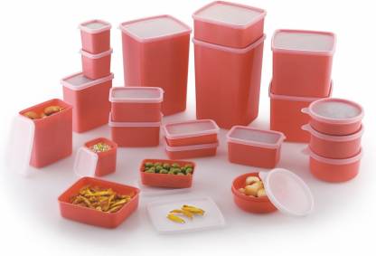 MASTER COOK 21 PC COMBO PASTEL RED  – 10750 ml Polypropylene Grocery Container  (Pack of 21, Red)