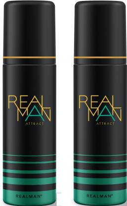 Real Man Attract Pack of 2 (400ML) Body Spray  –  For Men  (400 ml, Pack of 2)