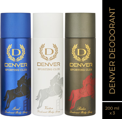 DENVER Sporting Club Rider, Goal & Victor (Pack of 3) Deodorant Spray - For Men