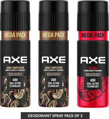 AXE Dark Temptation and Intense Deodorant Spray – For Men  (645 ml, Pack of 3)