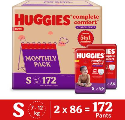 [Pay Via Paytm Wallet] Huggies Wonder Pants Monthly Box – S  (172 Pieces)