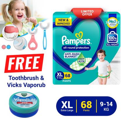 Pampers Large size baby diapers 68 peace, Lotion with Aloe Vera - XL