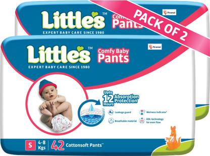 Little’s Comfy Baby Pants Diapers with Wetness Indicator and 12 hours Absorption | Small – S  (84 Pieces)