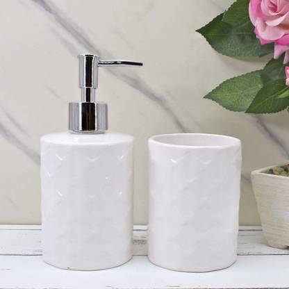 Kookee Ceramic Bathroom Accessories Set of 4 Bath Set with Soap ...