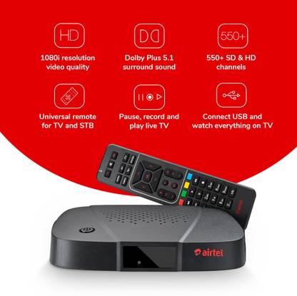 Airtel Digital TV Only HD Set Top Box | 6 Month Kannada Family Sports Kids Pack | Free Fast Installation | Recording Feature !! Price in India - Buy Airtel Digital TV Airtel Digital TV Only HD Set Top Box | 6 Month Kannada Family Sports Kids Pack | Free Fast Installation | Recording Feature !! Price in India - Buy Airtel Digital TV