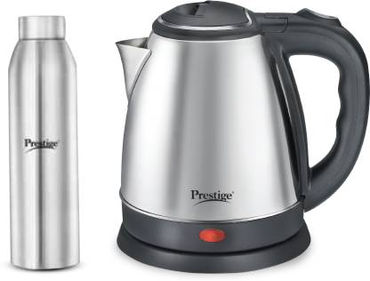 Prestige Electric Kettle PKOSS 1.5L+Single Wall water Bottle- Electric Kettle  (1.5 L, Silver, Black)