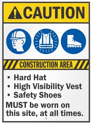 RLDigitalUnits CAUTION HARD HAT HIGH VISIBILITY VEST SAFEETY SHOES SIGN ...