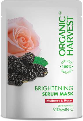 Organic Harvest Skin Brightening Serum Face Mask with Mulberry and Rose  (20 g)