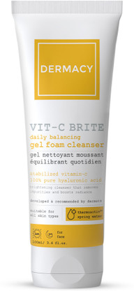 DERMACY VIT-C BRITE Daily Balancing Gel Foam Cleanser|Stabilized Vitamin-C Brighten Skin Face Wash