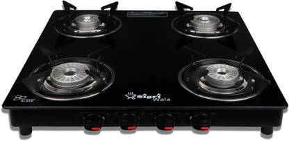 Sigri-wala 4 Burner Tornado Delux ISI Certified LPG Only Glass Manual Gas Stove  (4 Burners)