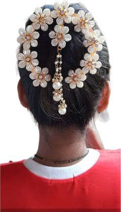 WHITE HANDMADE FOLWERS HAIR JUDA PIN WEDDINGS HAIR ACCESSORIES Bun Price in  India - Buy WHITE HANDMADE FOLWERS HAIR JUDA PIN WEDDINGS HAIR ACCESSORIES  Bun online at 