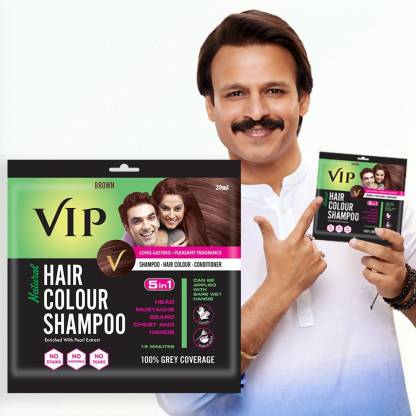 VIP Hair Colour Shampoo Brown, 20ml for Women, Men | Alternate to Hair  Colouring Dye , Brown - Price in India, Buy VIP Hair Colour Shampoo Brown,  20ml for Women, Men |