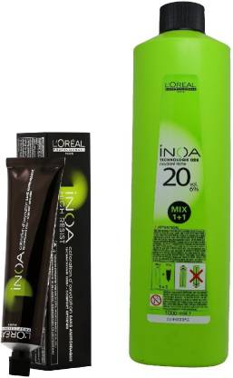 INOA Hair Color No.  Brown 60Gm + Developer - 1000Ml , Brown , BROWN -  Price in India, Buy INOA Hair Color No.  Brown 60Gm + Developer - 1000Ml  ,