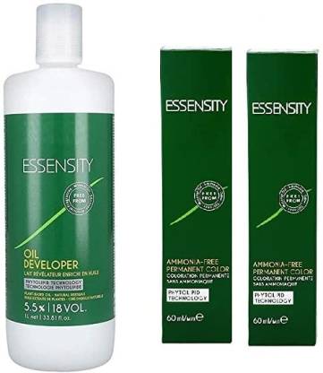 Essensity % Oil Developer 18 volume -1000 ml & 2 Quantity of Hair Color  No 3 (Set of 3) , Dark Brown - Price in India, Buy Essensity % Oil  Developer 18