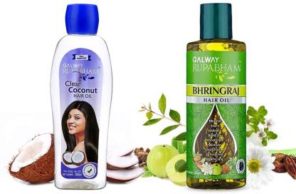 Rupabham Galway Herbal Clear Coconut Hair Oil & Herbal Bhringraj Hair Oil -  Price in India, Buy Rupabham Galway Herbal Clear Coconut Hair Oil & Herbal Bhringraj  Hair Oil Online In India,