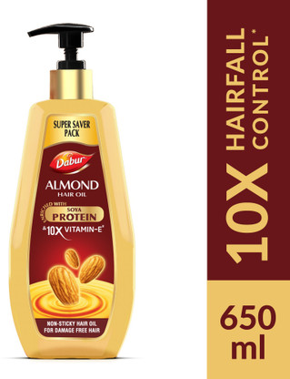 Dabur Almond with 10X Vitamin E Nourishment & Keratin Protein for Hair Fall Control Hair Oil