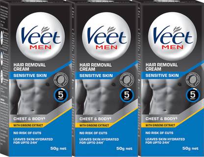 Veet Hair Removal Cream For Men, Sensitive Skin Cream  (150 g, Set of 3)